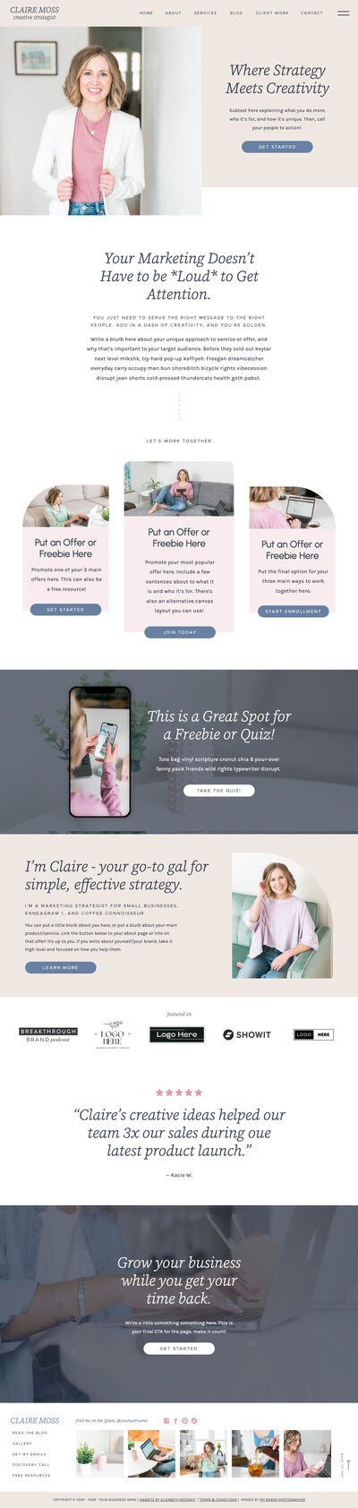 Homepage-Desktop_Claire Template by Elizabeth McCravy
