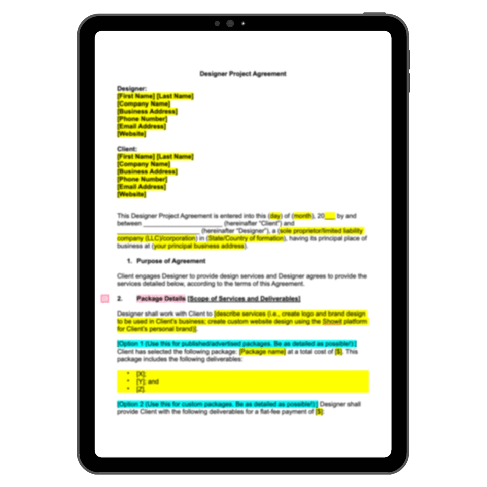 Brand and website design contract Contract for brand and website designers