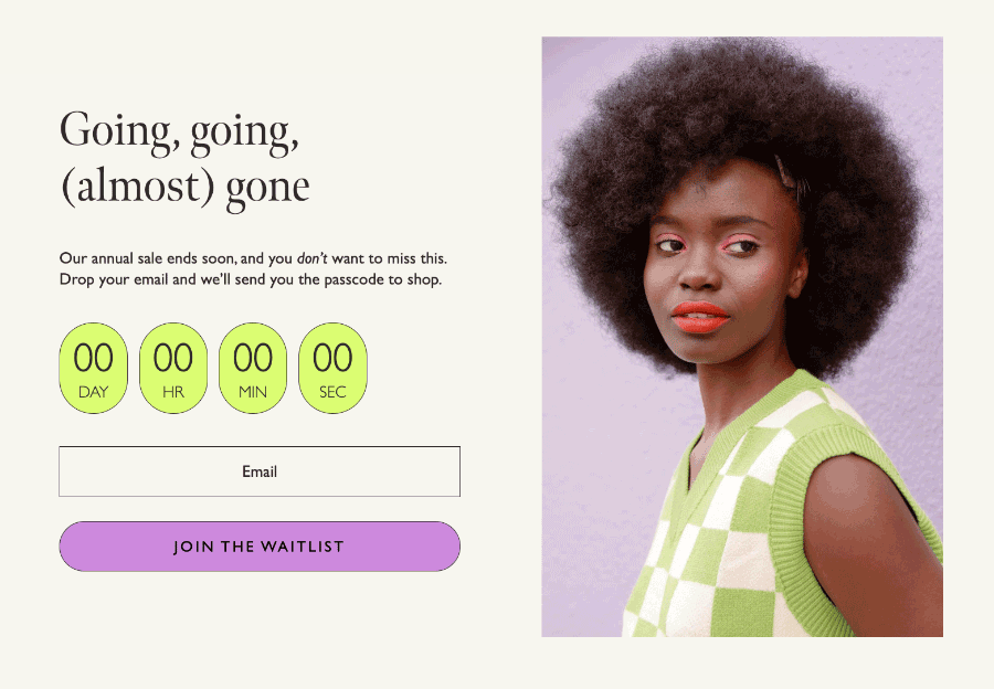 Flodesk countdown form example