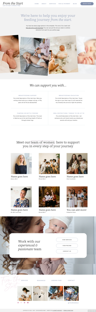 Lactation-Consultant-Showit-Template-Elizabeth-McCravy-about-page-team