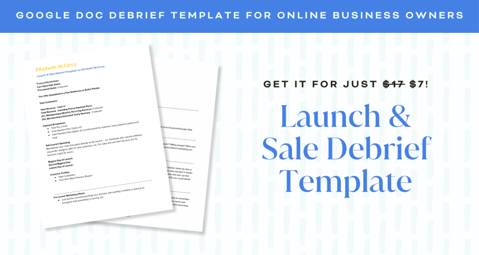 launch and sale debrief template