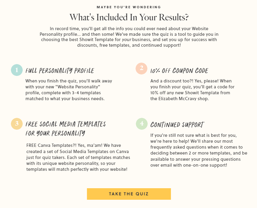 quiz lead magnet results page screenshot
